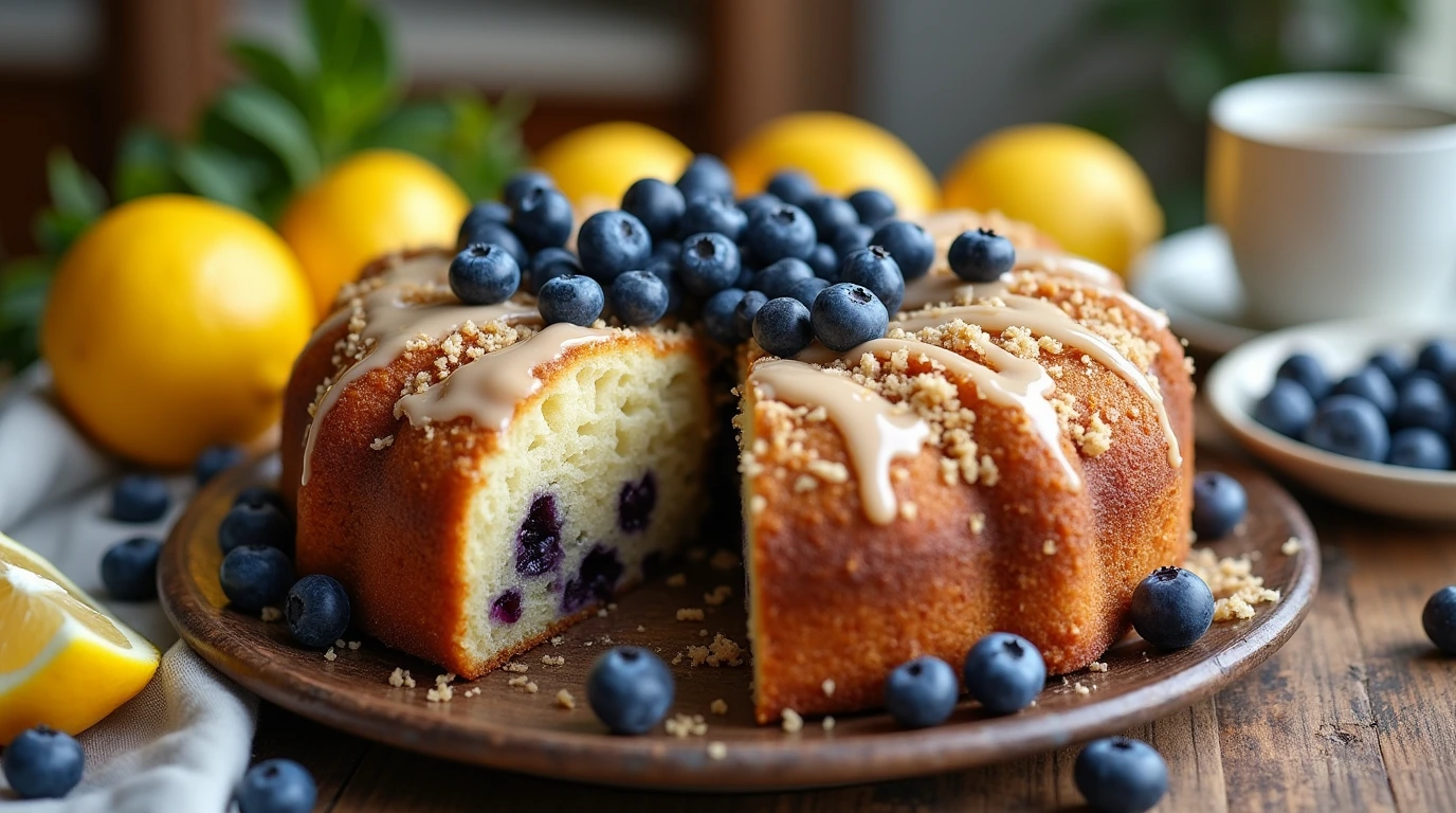 Delicious Lemon Blueberry Coffee Cake with Streusel Topping and Lemon Glaze