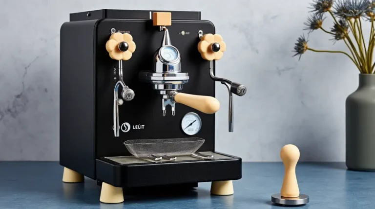 Lelit Bianca espresso machine on kitchen counter with stainless steel finish and steam wand